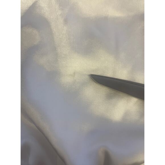 LULU'S Sz S Dose of Romance Ivory Satin Halter Wide-Leg Jumpsuit B169 *flaw - Picture 7 of 14